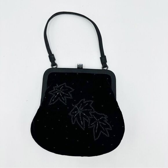 Neiman Marcus‎ Vintage Black Velvet Beaded Evening Bag - Picture 1 of 11